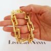 8664j Colar Elo Retangular Grande Conectável Trabalhado Metal Banho Ouro