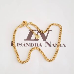 Colar Choker Elo Grumet-3 Banho Ouro Corrente Aço 