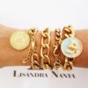 Pulseira Elo Grumet-317 Corrente Aço Banho Ouro Fecho Mosquete