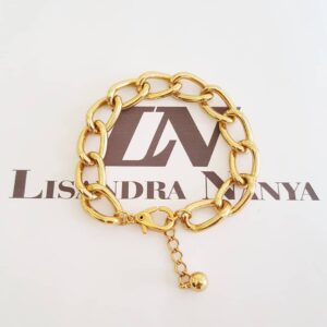 Pulseira Elo Grumet-317 Corrente Aço Banho Ouro Fecho Mosquete