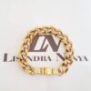 8668d Pulseira Elo Grumet-168 Diamantada Corrente Aço Banho Ouro Fecho Ímã