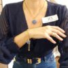 Conjunto Combinado Coração Quartzo Azul Banho Ouro Colar + Pulseira