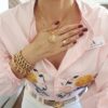 Colar Árvore da Vida Quartzo Rosa Banho Ouro Elo Português-130