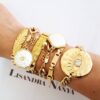 Pulseira Quadradinhos Conectados Banho Ouro Elo Retangular-129