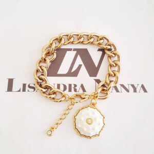 Pulseira Ouriço-do-mar Banho Ouro Elo Grumet-117 Corrente Aço