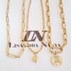 Conjunto 3 Colares Banho Ouro Elos Retangulares Coração Gratidão