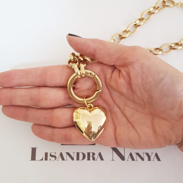 Colar Coração Gorducho Removível Banho Ouro Elo Português-145