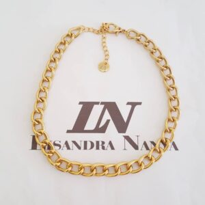 Colar Choker Elo Grumet-73 Banho Ouro Corrente Aço
