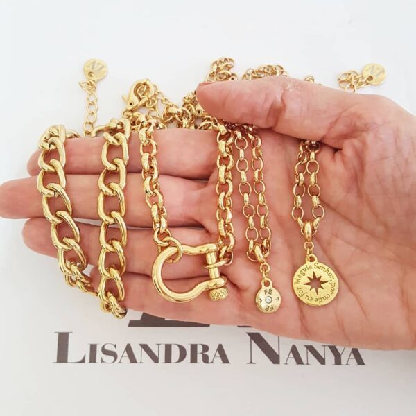 8695f Conjunto 4 Colares Delicados Moda Pingentes Banho Ouro Corrente Aço