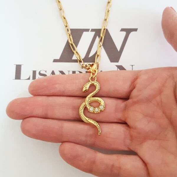 Conjunto 3 Colares Fashion Mistério Cobra Banho Ouro Corrente Aço