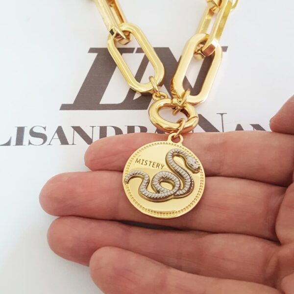 Conjunto 3 Colares Fashion Mistério Cobra Banho Ouro Corrente Aço