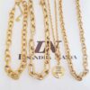 Conjunto 4 Colares Combinados Elos Grandes Banho Ouro Corrente Aço