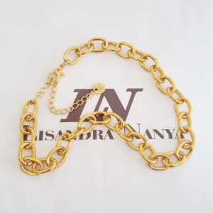 Colar Choker Elo Oval-430 Banho Ouro Corrente Aço