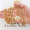 Conjunto 4 Colares Combinados Elos Grandes Banho Ouro Corrente Aço