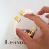 Pulseira Rígida Branca Detalhe Banho Ouro Fechamento Encaixe