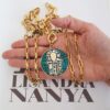 Conjunto Combinado 3 Colares Elo Retangular Banho Ouro Pingente Tibetano