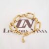 Pulseira Elo Intercalado Oval Grosso Banho Ouro 