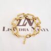 8702c Pulseira Elo Retangular Grande Intercalado Banho Ouro
