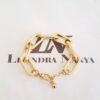 Pulseira Elo Oval Grande Banho Ouro Fecho Mosquete