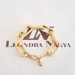 Pulseira Elo Oval Grande Banho Ouro Fecho Mosquete