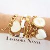Pulseira Coração Esmaltado Plano Corrente Aço Banho Ouro Elo Grumet-73 