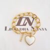 Conjunto 4 Pulseiras Combinadas Detalhe Branco Banho Ouro