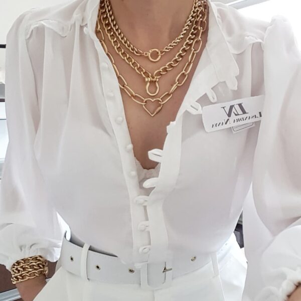 Conjunto 3 Colares Correntes Largas Banho Ouro Fecho p/ Pingentes