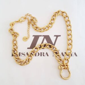 Colar Elo Grumet-73 Fecho Parafuso p/ Pingentes Banho Ouro Corrente Aço