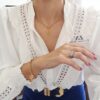 Conjunto Árvore da Vida 22mm  Colar + Pulseira Banho Ouro Corrente Aço