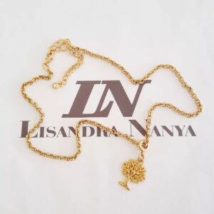 Colar Pingente Árvore da Vida 22mm Banho Ouro Elo Português-217