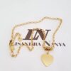 Colar Médio Dourado Corrente Aço Banho Ouro Elo Português-130 Pingente Coração Plano 45cm