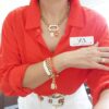 Conjunto Dourado Colar Corrente Aço Banho Ouro Elo Português-106 + 3 Pulseiras Douradas