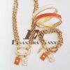Conjunto Dourado Colar Corrente Aço Banho Ouro Elo Português-106 + 3 Pulseiras Douradas