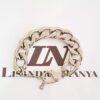 Conjunto 4 Pulseiras Prateadas Corrente Metal c/ Banho Elos Gigantes Fecho Mosquete 18cm