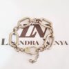Conjunto 4 Pulseiras Prateadas Corrente Metal c/ Banho Elos Gigantes Fecho Mosquete 18cm