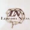 Conjunto 4 Pulseiras Prateadas Corrente Metal c/ Banho Elos Gigantes Fecho Mosquete 18cm