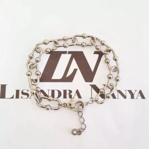 8721a Pulseira Elo Bolinha Desconectável Prateada Corrente Metal Banho Galvânico