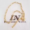 Conjunto Dourado 4 Colares Fashionistas Corrente Aço Banho Ouro Pingentes Coração Fecho Mosquete