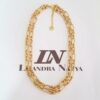 Conjunto Dourado 4 Colares Fashionistas Corrente Aço Banho Ouro Pingentes Coração Fecho Mosquete