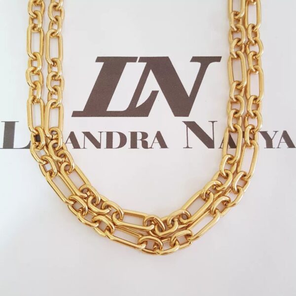 Conjunto Dourado 4 Colares Fashionistas Corrente Aço Banho Ouro Pingentes Coração Fecho Mosquete