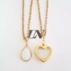 Conjunto Dourado 2 Colares Dourados Curto Corrente Aço Banho Ouro Elo Português-130 Pingente Branco