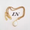 Conjunto Dourado 2 Colares Dourados Curto Corrente Aço Banho Ouro Elo Português-130 Pingente Branco