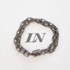 Conjunto 4 Pulseiras Prateada e Grafite Correntes em Metal Elo Oval Banho Verniz Fecho Ímã