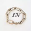 Conjunto 4 Pulseiras Prateada e Grafite Correntes em Metal Elo Oval Banho Verniz Fecho Ímã