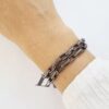 8757h Pulseira Grafite Básica Tradicional Corrente Metal Elo Retangular-129 Banho Verniz 18cm