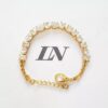Pulseira Dourada Banho Ouro Cravejada em Cristais Lapidados Retangulares e Arredondados Fecho Mosquete 18cm