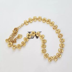 Colar Choker Oitavado Banho Ouro Corrente Aço Fecho Mosquete