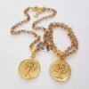 Conjunto Medalha Árvore da Vida/Família Banho Ouro Colar + Pulseira