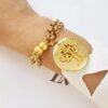 Conjunto Medalha Árvore da Vida/Família Banho Ouro Colar + Pulseira