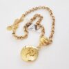 Conjunto Dourado Árvore da Vida Mandala 28mm Alto Relevo Colar